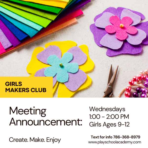 Girls Maker Club - Wednesdays - 1-2PM - Ages 9-11